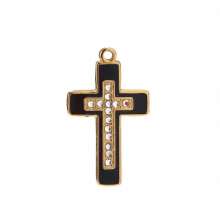 6pcs Plated Stainless Steel 18*29mm Crystal Charm Enamel Cross Pendants For DIY Necklaces Making Necklaces Findings