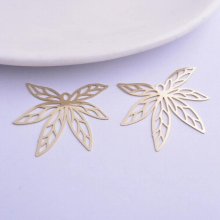50pcs AB5103 28mm Bright Green Brass Leaf Charms
