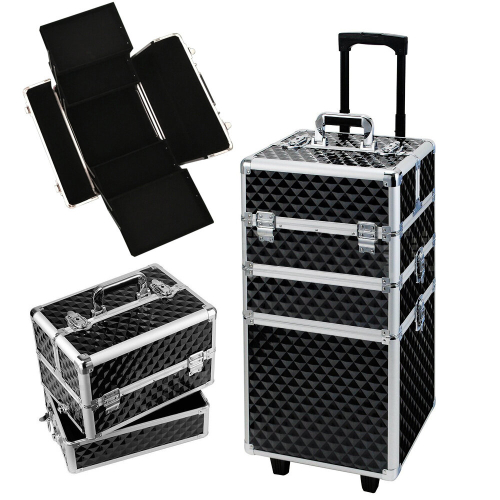 Living And Home 3in1 Diamond Pattern Cosmetic Makeup Train Case 1