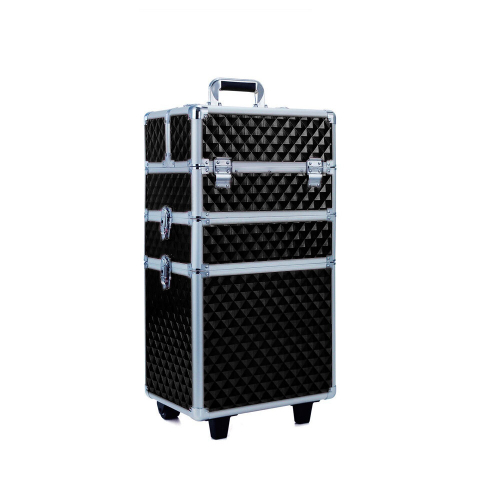 Living And Home 3in1 Diamond Pattern Cosmetic Makeup Train Case