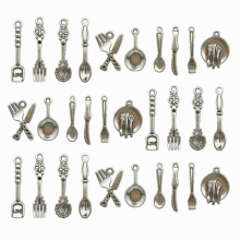 100pcs Craft Supplies Fork Spoon Tableware Charms Pendants for Crafting Jewelry Accessory For DIY Necklace Bracelet
