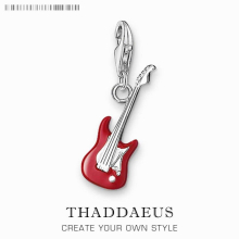 Women Rock Red Enamel Guitar Pendant Charm Fine Jewelry For Girls Men Enjoy Music