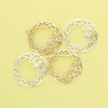 5Pcs 25MM Filigree Flower Pendant Charm,DIY Jewelry Supplies 1800569