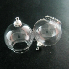 30mm round silver plated bulb vial glass bottle with 20mm open mouth DIY pendant charm supplies 1820251