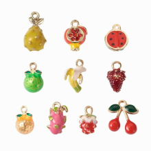 10Pcs Alloy Enamel Pendants Fruit Charms For Women Earring Necklace Bracelet Jewelry Making DIY Crafts Accessories