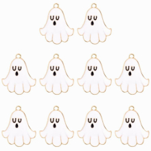 10Pcs 24*21mm Colorful Dripping Ghost Charms For DIY Making Necklace Earring Golden Enamel Alloy Charm Jewelry Accessories