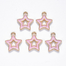 100pcs Pink Alloy Enamel Star Pendants Charms for DIY Jewelry Making Bracelet Earrings Necklace Findings Accessories Supplies