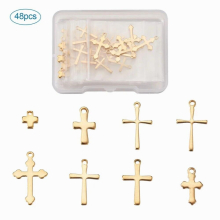 1Box Stainless Steel Golden Tiny Slide Cross Charms Easter Pendant for DIY Bracelet Necklace Earrings Making Jewelry Findings