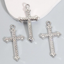 15pcs Jesus Cross Metal Charms Silver Glaring Pendants DIY Making Findings Jewelry