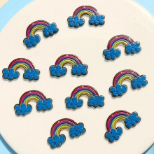10pcs 41x25mm Beauty Rainbow Charms Pendant for Earring Necklace Keychain Resin Party DIY Jewelry Making Accessories Hole 1.5mm