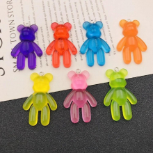 10pcs Resin Transparent Colorful Bear Charm Pendant for Keychain, Earring, Scrapbooking, DIY Making, Necklace