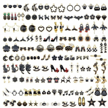 Mix 20PCS Enamel Random Fruit Animals Flowers Alloy Pendants For Earrings Jewelry Making Accessory Purple Yellow Red Pink