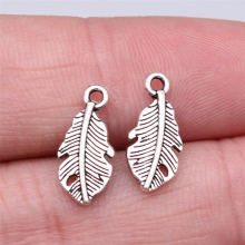 80pcs 15x7mm Charms Feather Charms For Jewelry Making DIY Jewelry Findings Antique Silver Plated Alloy Charms Pendant
