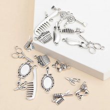 20pcs/lot Mixed Mirror Hairdryer Scissors Comb Charms Pendant For Jewelry Making DIY Bracelet Accessories