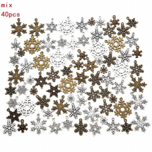40pcs Mix Metal Zinc Alloy Christmas snowflakes Charms Fit Jewelry Pendant For DIY Necklace Bracelet Jewelry Making Findings
