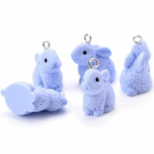 10pcs/lot 5 Resin Rabbit Animal Charms Pendant Cabochons DIY Keychain Necklace for Jewelry Making Accessories 23*9mm