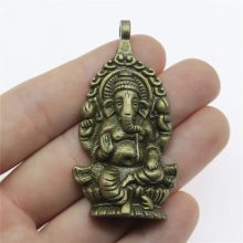 2pcs Charms Buddha Ganesha Elephant 62x32mm Antique Making Pendant Fit Tibetan Silver DIY Findings Jewelry