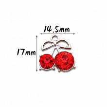 10pcs/Lot UV Plating Fruit Cherry Charms With Rhinestone Earrings Necklace Hair Accessories Diy Jewelry Materials
