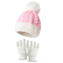 (F) Hat Gloves for Kids Winter Christmas Beanie Caps Gloves Set Knitted Children Warm Outdoor Bonnets