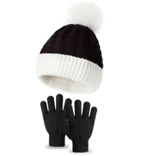 (D) Hat Gloves for Kids Winter Christmas Beanie Caps Gloves Set Knitted Children Warm Outdoor Bonnets
