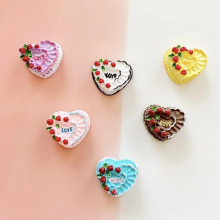 10pcs Mini Heart Chocolate Strawberry Cake Resin Charms Sweet 3d Cream Cake Pendant For Earring Keychain Jewelry Making