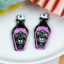 10pcs/pack Punk Witches Crafts Skull Hand Cat Bat Crystal Acrylic Halloween Charms For Jewelry Making Double Sides Pendant