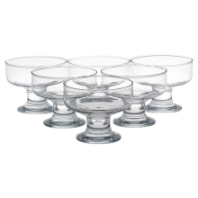 Glass Footed Ice Cream Sundae Sherbet Dessert Cups Bowls Dishes Boxed Set of 6