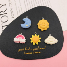 10pcs Hot Selling Resin Star Moon Charm Cloud Pendant for Keychain, Earring, Scrapbooking, DIY Making, Necklace