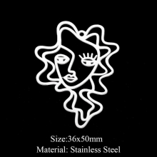 5pcs/lot 316 Stainless Steel Curly Haired Beauty DIY Earring Pendant Charm Top Pendants