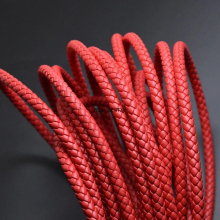 2 Meters 6mm Red Braided Round Leather Rope Cord for Bracelets Necklaces Jewelry Making Findings Accessories DIY Material Craft