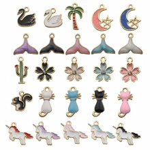 15Pcs Mix Animal Flower Enamel Charm For Jewelry Making DIY Earring Necklace Bracelet Pendant Jewelry Accessories Supplies