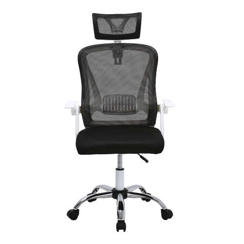 Living And Home (White + Black) Swivel Office Chair with Headrest 1