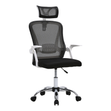 (White + Black) Swivel Office Chair with Headrest