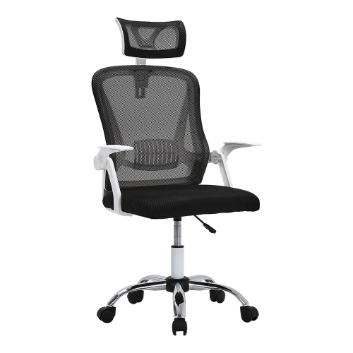 Living And Home (White + Black) Swivel Office Chair with Headrest