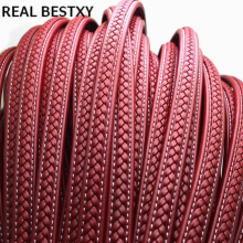 12*6mm red flat leather cord braided leather strips for bracelets cord flat strings leather for leather bracelets