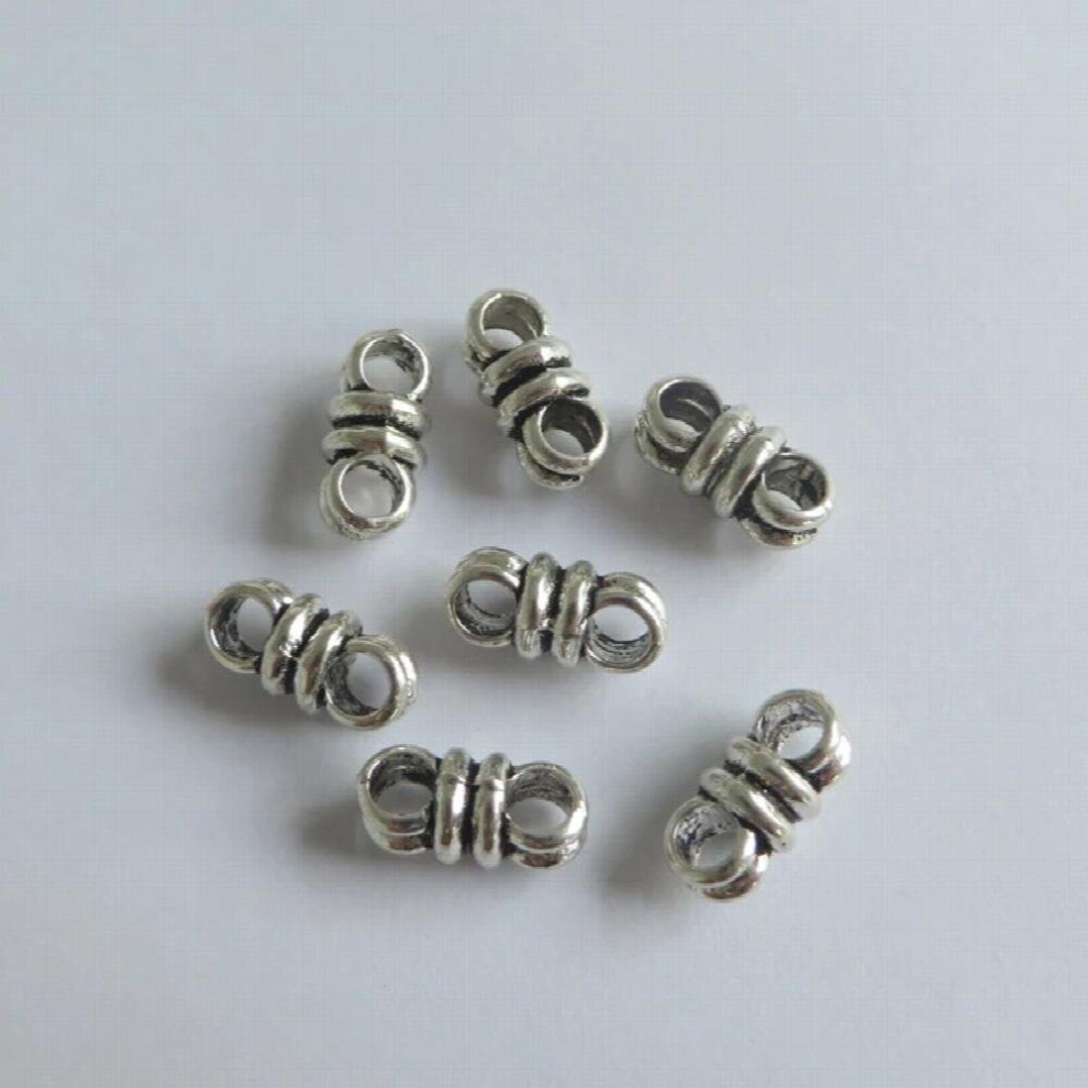 50pcs Antique Charms Slider Spacer Double Holes Fit 3mm Round Leather Cords Bracelet Jewelry Findings