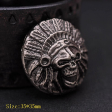 10X 35mm Motorcycle Biker Indian Chief Head Dress Leather Craft Conchos Rivet Back