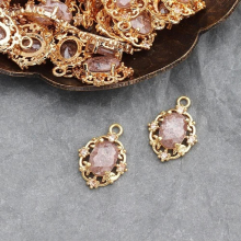 M589,Zircon crystal,18K gold,jewelry accessories,jewelry making,hand made,jewelry finding,diy earrings pendant,6pcs/lot