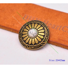 10pcs 25mm Antique Brass Sun Flower Engraved Turquoise Leathercraft Accessories Horse Saddle Tack Belt Conchos Screw back