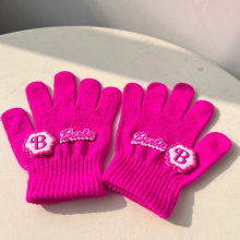 (Rose Red) Kid Barbie Gloves Knitted Winter Warm Xmas Gift