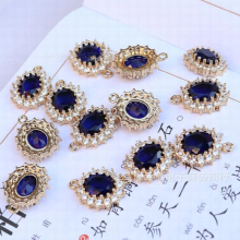 10pcs/lot Rare earth glass edging inlaid zircon Oval Pendant DIY hairpin Yingluo Earrings Necklace accessories bulk