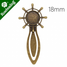 High Vintage Antiqued Bronze wheel Bookmark with 18mm Round Bezel,length:83mm,10pcs/lot-C4238