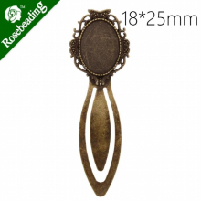 High Vintage Antiqued Bronze Owl Bookmark with 18x25mm oval Bezel,length:87mm,10pcs/lot-C4246