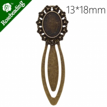High Vintage Antiqued Bronze Flower Bookmark with 13x18mm oval Bezel,length:74mm,10pcs/lot-C4248