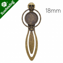 High Vintage Antiqued Bronze Skull Bookmark with 18mm Round Bezel,length:87mm,10pcs/lot-C4240