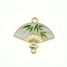 6pcs/lot 22x25mm Vintage Charm Enamel Fan Pendant Necklace Fit DIY Bracelet Jewelry Making Decoration Finding