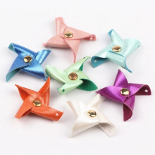 50pcs Mix Pu Leather 29mm Windmill Flower Charms Pendant Fit Jewelry Making DIY Decoration Handcraft