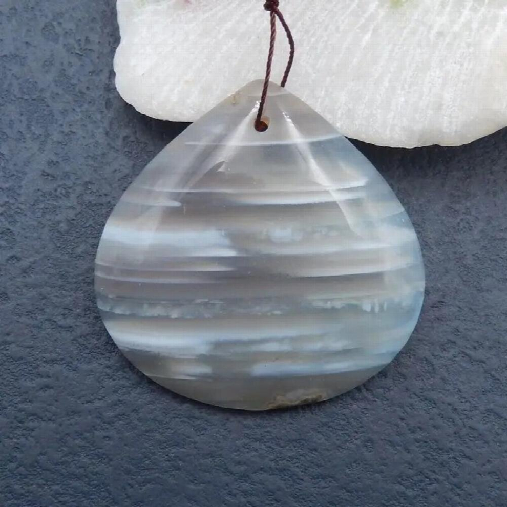 Natural Stone Agate Drilled Gemstone Teardrop Pendant Bead,50x7mm,26g-image-OPC-PCTMPWX-NEW