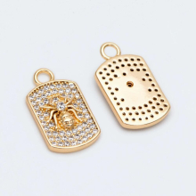 4pcs Rectangle Spider Charms, CZ Paved Pendant For Jewelry Making DIY (GB-2664)