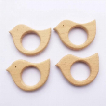 Chenkai 10pcs Organic Baby Wood Bird Teether Natural Teething Grasping Toy Baby Toddler Wooden Teether DIY Newborn Baby Gift